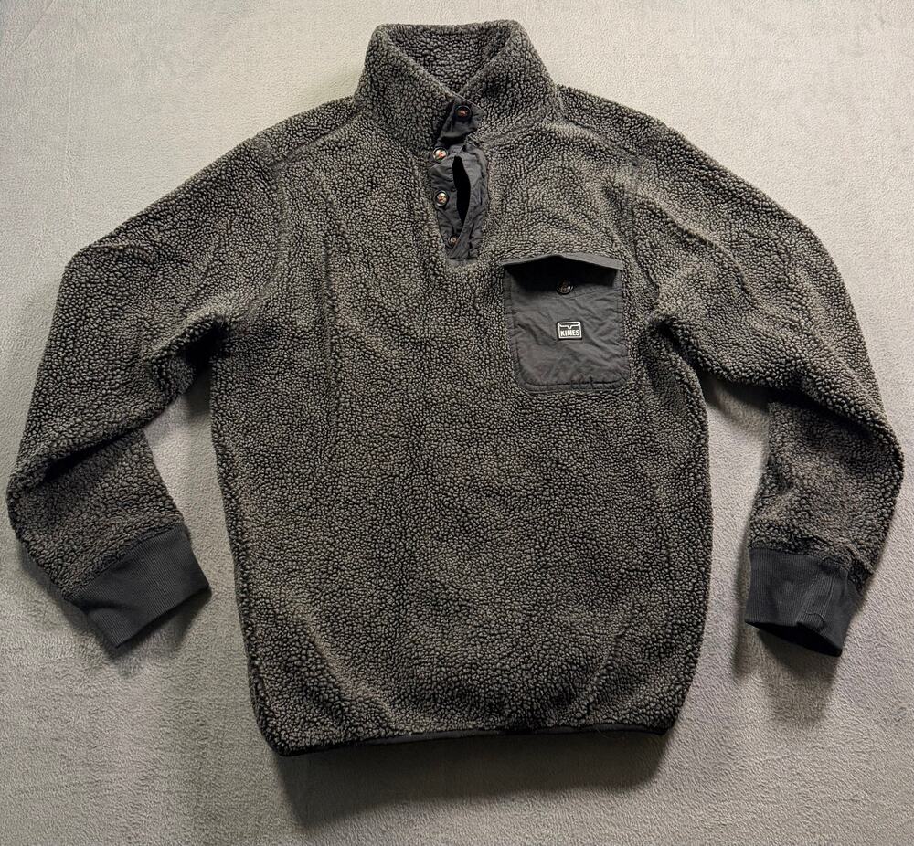 Kimes Ranch Mens Large‎ Charcoal Gray Sherpa Fleece Snap T Pullover Sweater